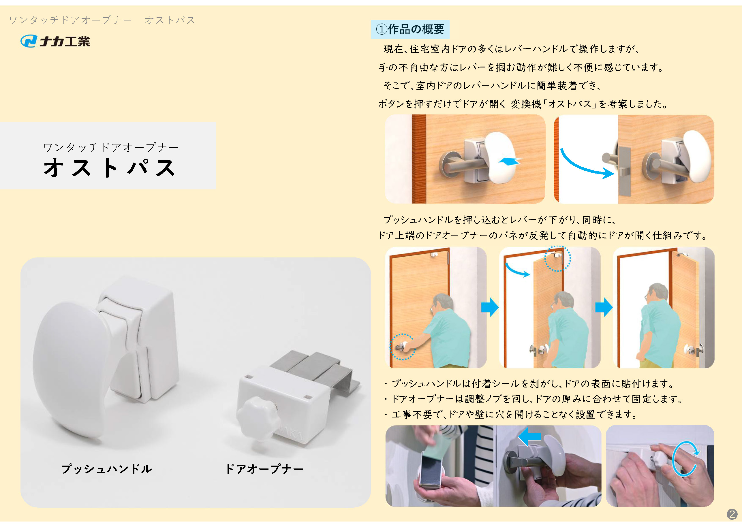 ハンドルとオープナーの2部品でドア操作が楽になる